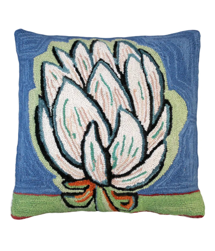 Bloomer Pillow hand hooked