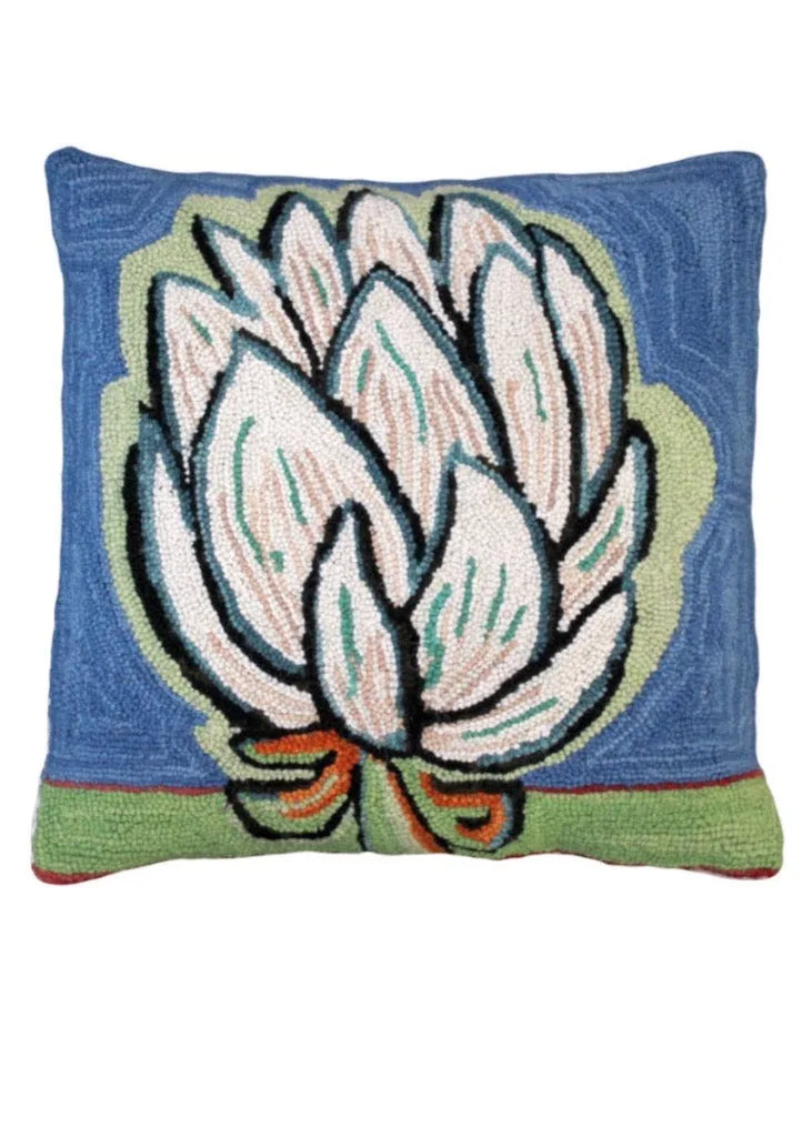 Bloomer Pillow hand hooked