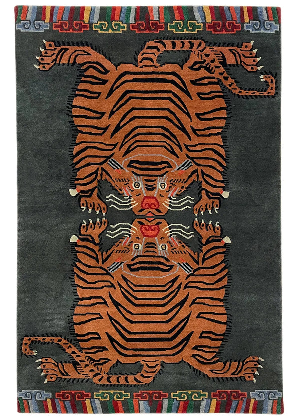 Kissing Tiger Hand Knotted