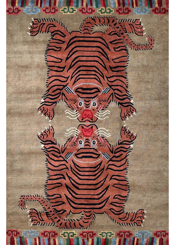 Kissing Tiger Hand Knotted