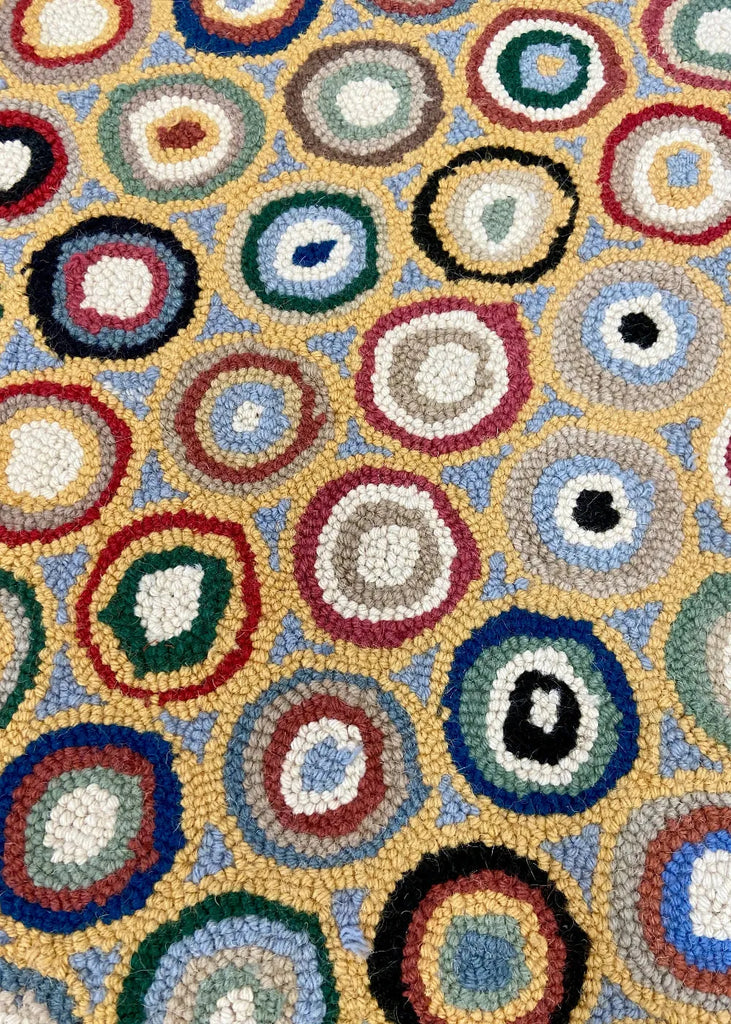 Pennies Blue hand hooked