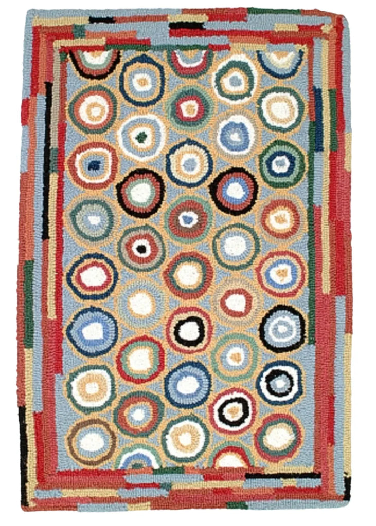 Pennies Blue hand hooked