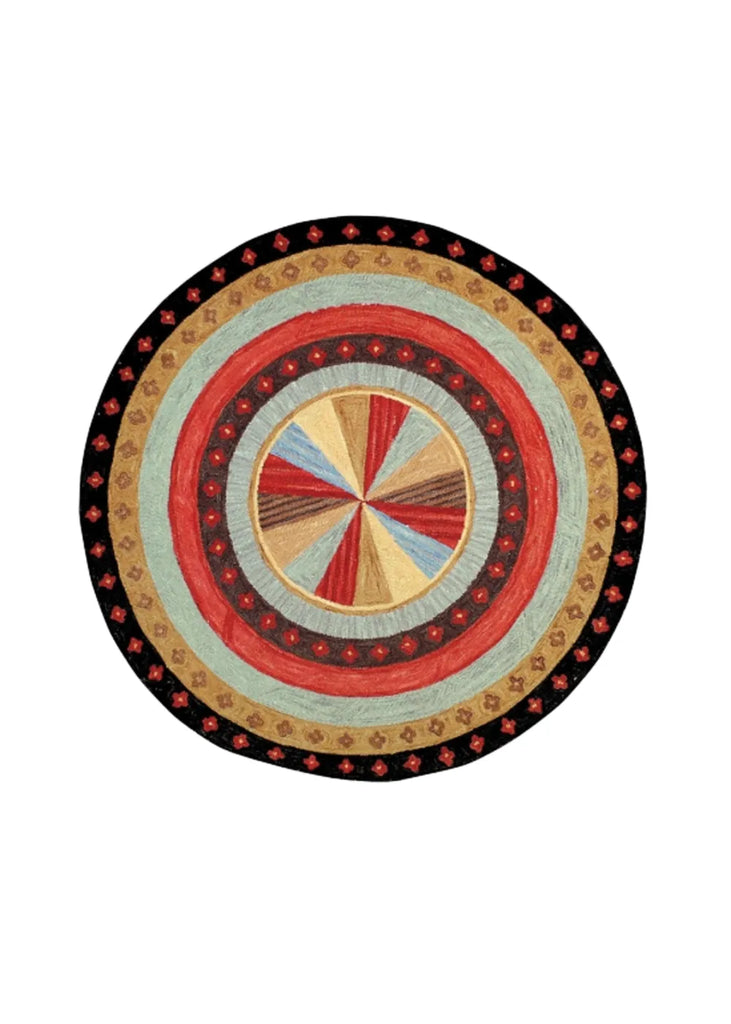 Pinwheel Round hand hooked