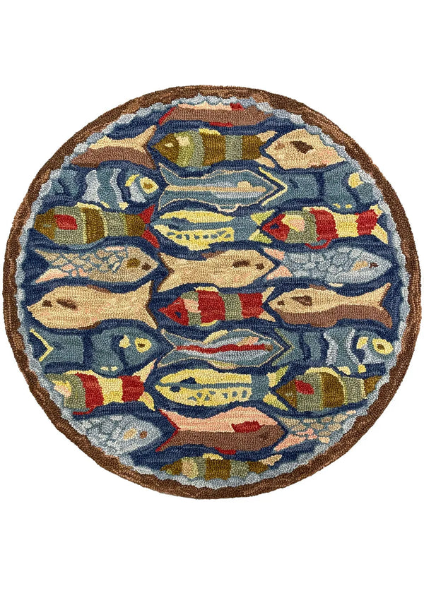 Swimming Fish hand hooked