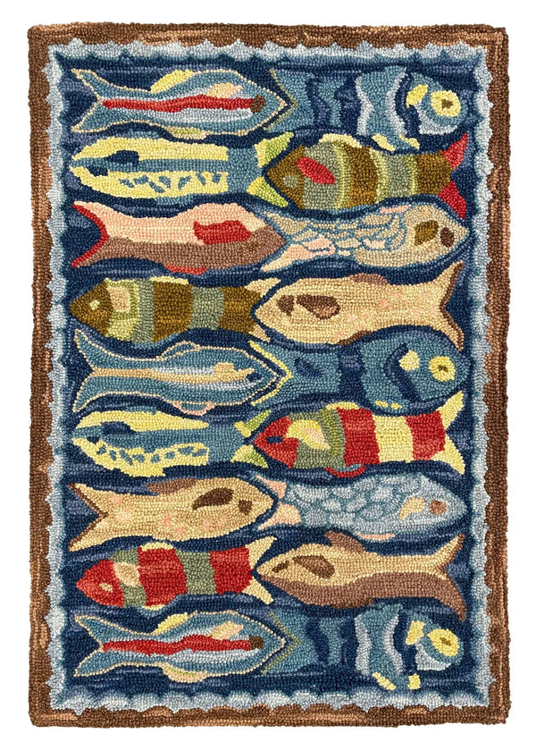 Swimming Fish hand hooked