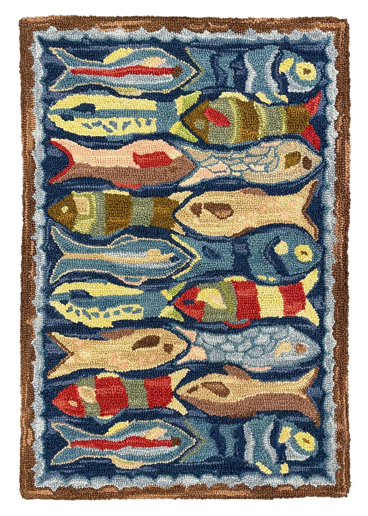 Swimming Fish hand hooked