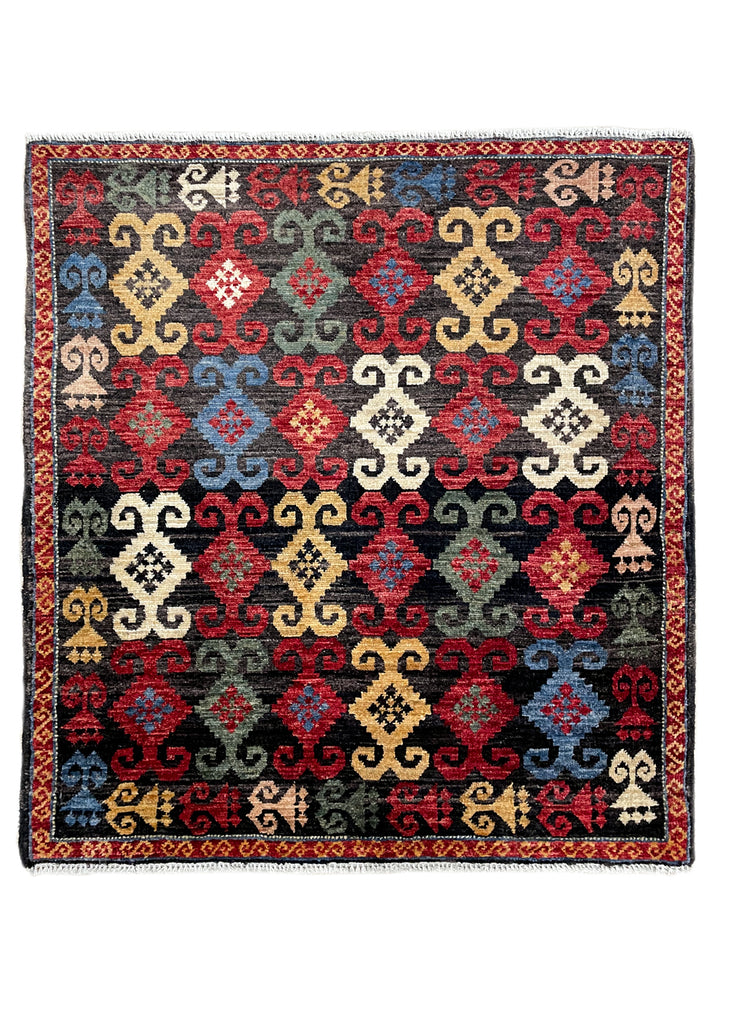 3'1"x3'4" Uzbek Hand Knotted